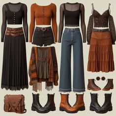 Witchy Goth Outfits Aesthetic, Witchy Vibes Aesthetic Outfits, Fall Core Aesthetic Outfits, Dark Cottagecore Capsule Wardrobe, Charmed Aesthetic Outfits, Elevated Indie Outfits, Dark Fall Fashion, Witchy Winter Outfits Cold Weather, Sagittarius Fashion Aesthetic