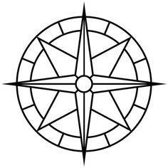 a black and white drawing of a compass