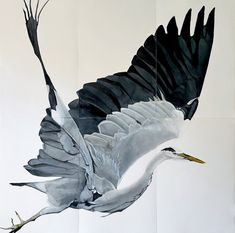 a painting of a bird flying in the air