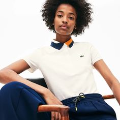 Women's Slim Fit Stretch Piqué Polo Shirt | LACOSTE Polo Shirt Outfits, Polo Lacoste, Polo Shirt Design, Polo Women, Lacoste Women, Lacoste Sport, Lacoste Polo, Polo Shirt White, Nautical Fashion