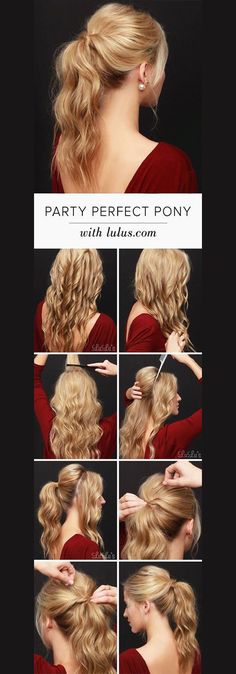 Penteado fácil e lindo! Confira 5 penteados e tutoriais super fáceis de fazer sozinha. Hairstyle Protective, Party Ponytail, Fancy Bun, Prom Hair Straight, Braid Crown Tutorial, Easy And Beautiful Hairstyles, Wedding Up Do, Super Easy Hairstyles, Messy Waves