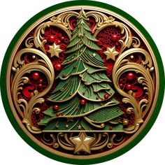 Faux 3D Christmas Tree Red And Green Round Wreath Sign 6 Christmas Tree Red And Green, Cowboy Crafts, Canada Christmas, Christmas Tree Red, Halloween Fruit, Valentines Gift Card, 3d Christmas Tree, Southwest Design, Round Wreath