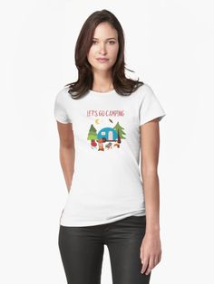 "Lets Go Camping" T-shirt by SandraHutter | Redbubble Caravan Vintage, Nerd Shirt, Gilmore Girls, Helsinki, Tee Design, Niagara Falls, Tshirt Colors