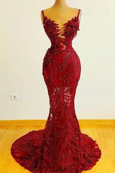 Evening Dresses Lace, Red Lace Gown, Beaded Prom Dresses, Feather Prom Dress, Reception Outfit, Prom Girl Dresses, Dinner Dress Classy, Senior Prom Dresses