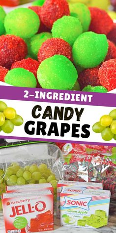 two ingredient candy grapes are on display in the store