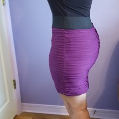 Purple And Black Stretch Midi Skirt. Gorgeous For Any Occasion - Casual Or Business. Size L Purple Stretch Skirt For Night Out, Stretch Purple Skirt For Night Out, Purple Stretch High Waist Skirt, Purple High Waist Stretch Skirt, Purple Stretch Skirt, Stretch Purple Skirt, Purple Fitted High Waist Mini Skirt, High Waist Purple Lined Skirt, High Waist Stretch Purple Skirt