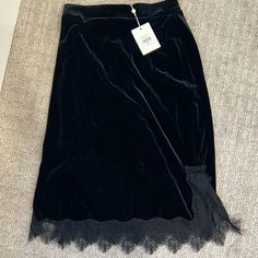 Nwt Velvet Lace Skirt Velvet Midi Skirt, Black Velvet Skirt, Velvet Skirt, Velvet Lace, Shorts With Tights, Bottom Clothes, Skirt Pants, Black Velvet, Lace Skirt