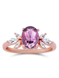 The immaculate vibes of our Contessa Ring are absolutely unmatched. ✨ The pristine and opulent amethyst crystal is framed by two delicate cubic zirconia blossoms in this delicate design. Delicate and regal, unique yet versatile, the Contessa Ring is a unique and stunning addition to any jewelry collection. 💜 Complete the look with our Tiara Stacker, Arc Stacker or Sweetheart Stacker! * * * Don't know your ring size? View our Ring Size Guide * * * …………………………………. RING SIZE & MATERIAL❋ 18k rose go Immaculate Vibes, Crystals Amethyst, Jewelry Crystal, Delicate Design, Amethyst Quartz, Inspired Jewelry, Ring Size Guide, Amethyst Crystal, Necklace Bracelet