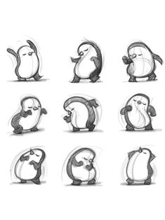 some penguins with different poses and expressions