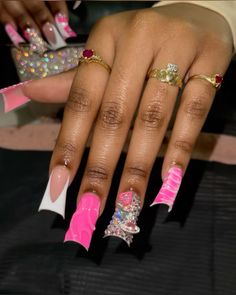 Exotic Nails Acrylic, Long Acrylic Nail Designs, French Tip Acrylic Nails, Dope Nail Designs, Exotic Nails, Long Acrylic Nails Coffin