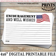 printable memorial notepad with an american flag on it and the words,'4x8 digital printable file