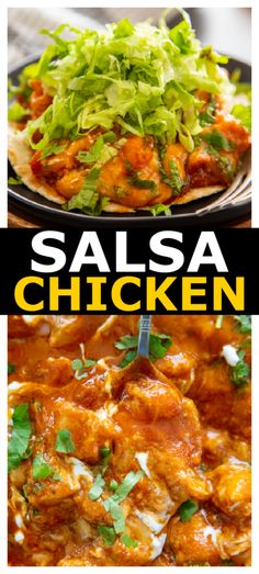 salsa chicken with lettuce and tomato sauce