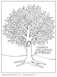 a coloring page with the words celebrate life, growth and positivity on it