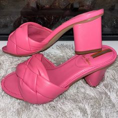 Pink Heel Mules Sandals. Size 5.5 Women’s. New Never Worn Without Box! Retail $160 Casual Almond Toe Heels With Wrapped Heel, Pink Round Toe Mules With Padded Heel, Pink Mules With Padded Heel And Round Toe, Pink Block Heel Heels With Cushioned Footbed, Pink Almond Toe Sandals With Padded Heel, Chic Pink Almond Toe Sandals, Pink Leather Mules With Block Heel, Pink Leather Open Toe Mules, Pink Leather Open Heel Mules