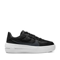 These Nike Women's Air Force One Platform Athletic Shoes are perfect for any casual occasion. The shoes feature a lace closure, mesh and leather material combination, medium width and an athletic shoe style. They come in black/anthracite/white color with solid pattern. Size: Women 10.5.  Gender: female.  Age Group: adult. Material Combination, Air Max Excee, Nike Air Max Excee, White Leather Shoes, Air Max 720, 95 Nike, Air Force One, Nike Air Max For Women, Force One