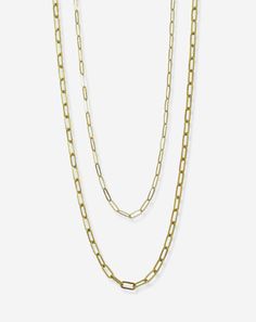 The most classic necklace! Choose from 2 styles of 14K gold filled necklaces that are extremely tarnish resistant. 17in long - can be clasped anywhere. Nickel and lead free. Save $15 when you purchase as a set. Classic Everyday Charm Necklaces In 14k Gold Filled, Classic Jewelry Cable Chain For Layering, Classic Jewelry With Cable Chain For Layering, Classic Everyday 14k Gold Filled Charm Necklaces, Classic Gold-plated Paperclip Chain Necklace, Dainty 14k Gold Filled Necklace With Rectangular Links, 14k Gold Filled Paperclip Chain Necklace, Everyday Yellow Gold Chain Link Charm Necklace, Tarnish Resistant Gold Jewelry For Layering