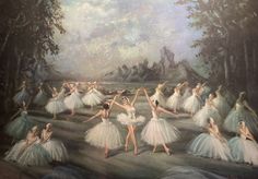 a painting of ballet dancers in white tutus