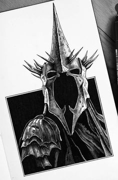 a drawing of a knight with spikes on his head