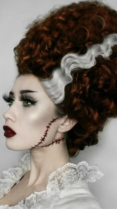 Bride Of Frankenstein Make Up, Frankenstein Bride Costume, Bride Of Frankenstein Halloween Costume, Bride Of Frankenstein Makeup, Frankenstein Makeup, Frankenstein's Bride, Bride Of Frankenstein Halloween, Best Costume Ideas, Bride Of Frankenstein Costume