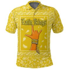 Latin Kings Gang Polo Shirt Fitted Casual Polo Shirt With Sublimation Print, Casual Collared Polo Shirt With Sublimation Print, Fitted Cotton Polo Shirt With Sublimation Print, Casual Fitted Printed Sublimation Design, Fitted Polo Collar Shirt With Graphic Print, Fitted Polo Shirt With Graphic Print, Fitted Custom Print Shirt For Streetwear, Fitted Shirt With Custom Print For Streetwear, Fitted Polo Shirt With Custom Print