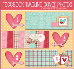 facebook cover photos with hearts and flowers on them, including the numbers 1 - 3