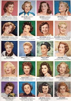 Retro Hair Chart 40s Mode, Hair Chart, Stars D'hollywood, Evening Hairstyles, Retro Hair