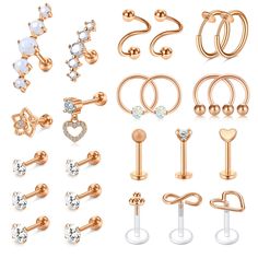 PRICES MAY VARY. Package: 24Pcs tragus stud earrings in a Set,As the picture shows Size:All Gauge--16G(1.2mm);Bar length: 6mm(1/4") for the balls back style, 8mm(5/16") for the flat back style; Inner dia.:8mm-10mm Material: 316L Stainless steel, hypoallergenic, completely non-corrosive, lead and nickel free. Also resistant to acid, alkali, no fading, no distortion, suitable for sensitive body These body piercing jewelry set is adorable for women and men. Easy to insert and take off. Best for Bir Helix Earrings Hoop, Forward Helix Earrings, Piercing Kit, Tragus Stud, Helix Hoop, Cartilage Earrings Stud, Forward Helix, Body Jewelry Piercing, Ear Earrings