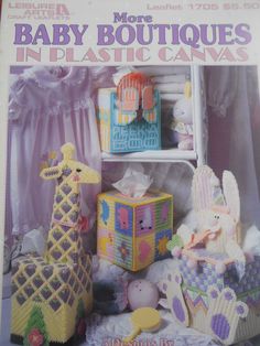 an advertisement for baby boutiques in plastic canvas