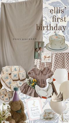 an image of a birthday card with teddy bear and other items on the table in front of it