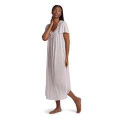 Featuring a tricot construction and delicate lace details, this petite's Miss Elaine Essentials long nightgown is sure to give you continuous comfort all night long. Featuring a tricot construction and delicate lace details, this petite's Miss Elaine Essentials long nightgown is sure to give you continuous comfort all night long. Squareneck Short flutter sleeves Delicate lace details Rounded hemline Soft tricot constructionFIT & SIZING 46-in. approximate length shoulder to hemlineFABRIC & CARE P Flare Long Gown, Princess Nightgown, Princess Nightgowns, Victorian Nightgown, Long Nightgown, Eileen West, Cotton Nightgown, Maxi Shirts, Women's Nightgowns