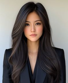 Stylish Deep Side Part with Dark Fall Hair Colors Asian. Deep Autumn Asian, Hair Color For Asian Women, Solid Hair Color Ideas, Hair Colors Asian, Hair Color Ideas Asian, Highlights On Brown Hair, Deep Side Part, Dark Fall Hair