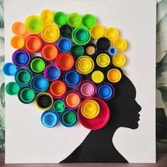 a woman's head with colorful circles on it