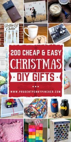 many different christmas gifts are shown with the words, 200 cheap and easy christmas diy gifts