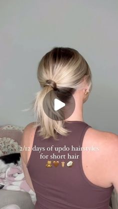 Alyssa Thrash on Instagram: "Day 2 of 12 days of updos for short hair!! I love this simple hack to elevate a basic ponytail!!" Simple Ponytail Hairstyles Short Hair, Short Hair Styles Ponytail, Ponytail Hairstyles Easy Short Hair, Easy Hair Updos For Beginners Short Hair, Easy Updos For Shoulder Length Hair, Short Hairstyle Women Updo, Simple Updos For Short Hair, Ponytail For Short Hair, Ponytail Hairstyles Short Hair