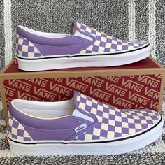 Size 10 Brand New High Top Purple Vans, Purple Suede Vans, Purple Butterfly Vans, Vans Lowland Cc Purple, Uv Vans, White Checkered Vans, Purple Checkered, Purple Vans, Van Color