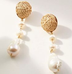 For the woman whose aesthetic is beachy boho-glam - these darling dangles are for you! By pairing rhinestones, pearls, and raffia drop - we've incorporated a few of our favorite things to create the Delphine Drops Spring Beach Dangle Jewelry, Elegant Summer Pearl Earrings With Pearl Charm, Spring Vacation Dangle Jewelry, Elegant Pearl Charm Earrings For Summer, Elegant Pearl Earrings With Pearl Charm For Summer, Elegant Summer Wedding Pearl Earrings, Chic Dangle Jewelry For Beach, Chic Dangle Jewelry For The Beach, Summer Party Pearl Drop Earrings