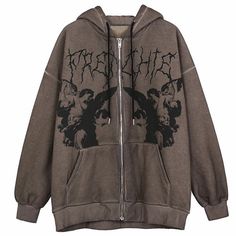 Moda Grunge, Angel Print, Aesthetic Hoodie, Taylor Momsen, Grunge Streetwear, Y2k Hoodie, Y2k Clothes, Outwear Jackets, Swaggy Outfits