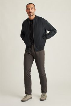 The Boulevard Bomber | Bonobos Casual Outerwear With Stand Collar And Welt Pockets, Urban Outerwear With Ribbed Cuffs For Work, Classic Everyday Outerwear With Ribbed Cuffs, Urban Varsity Jacket With Ribbed Cuffs For Workwear, Urban Outerwear With Ribbed Cuffs For Everyday, Casual Outerwear With Elastic Cuffs And Relaxed Fit, Urban Outerwear With Ribbed Collar For Workwear, Casual Workwear Outerwear With Zip Cuffs, Casual Cotton Varsity Jacket For Work