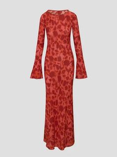 Crew Neck Floral Long Sleeve Maxi Dress | kollyy Chiffon Long Sleeve Maxi Dress, Long Sleeve Chiffon Maxi Dress, Floral Long Sleeve Maxi Dress, Red Longsleeve, Long Sleeve Floral Maxi Dress, Flower Print Dress, Chiffon Long Sleeve, Brown Top, Sleeve Maxi Dress