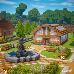 Builds For Your Minecraft World, Minecraft Farm Greenhouse, Aesthetic Minecraft Farm Builds, Cow Pen Minecraft Build, Minecraft Farming Ideas Design, Minecraft Cow Farm Aesthetic, Country Minecraft House, Aesthetic Animal Farm Minecraft, Minecraft Small Animal Pen