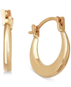 Look polished and put together with these gleaming small round hoop earrings crafted of 14k gold. Approximate diameter: 1/2". Gold Earrings For Kids, Creative Necklace, Buy Gold Jewelry, Small Gold Hoop Earrings, Baby Earrings, Bamboo Earrings, Earrings Hoops, Big Hoop Earrings, Heart Hoop Earrings