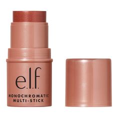 The versatile, e.l.f. Monochromatic Multi Stick is multi-use and can be used on your eyes, lips and cheeks for a soft, glowy, monochromatic look. Use this shimmery, luxuriously blendable cream-to-powder stick as your eyeshadow, lipstick, and blush for a cohesive, monochromatic look. The lightweight, blendable formula makes it virtually mistake proof and perfect for touch-ups on the go. All e.l.f. products are free from phthalates, parabens, nonylphenol ethoxylates, triclosan, triclocarban, and h Elf Monochromatic Multi Stick, Stick Blush, Cream Blush Stick, For Eyes, Benefit Cosmetics, Eyes Lips, Fair Skin, Makeup Skin Care, Skin Makeup