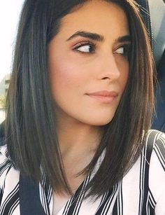 Haircuts For Long Hair Straight, Sleek Hair, Short Dark Hair, Makeup Tip, Lob Haircut, Short Straight Hair