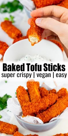 baked tofu sticks are super crispy, vegan and easy