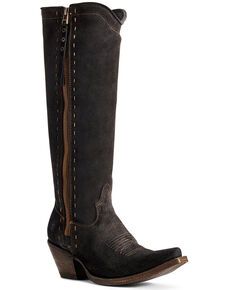 Ariat Womens Giselle Suede Tall Boots - Snip Toe, Black Tall Western Boots, Ariat Cowboy Boots, Cowboy Boots For Women, Fashionable Snow Boots, Western Boots Women, Square Toe Boots, Womens Sandals Wedges, Justin Boots, Cowboy Boots Women