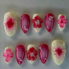 ad eBay - Medium Almond Ballet Fake Nails Flower Limite Nails Press On Nails Design - Buy Now, click the link (eBay) Press On Nails Design, Nails Flower, Medium Almond, Summery Nails, Pretty Gel Nails, Really Cute Nails, Vacation Nails, Air Brush, Funky Nails