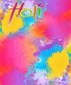 the word hope painted in bright colors on a multicolored background with splots