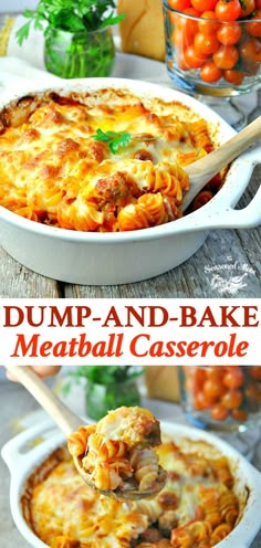 dump and bake meatball casserole is an easy dinner recipe that's ready in under 30 minutes