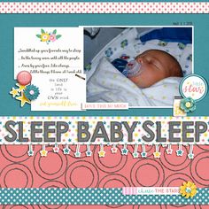 a scrapbook page with an image of a sleeping baby