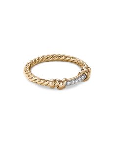 David Yurman Petite Helena Wrap Band Ring in 18K Yellow Gold with Diamonds, 4mm David Yurman Engagement Ring, Gold Band With Diamonds, Jewelry Goals, Cute Promise Rings, David Yurman Ring, Stack Rings, Multicolor Jewelry, Jewellery Rings, Luxury Jewellery